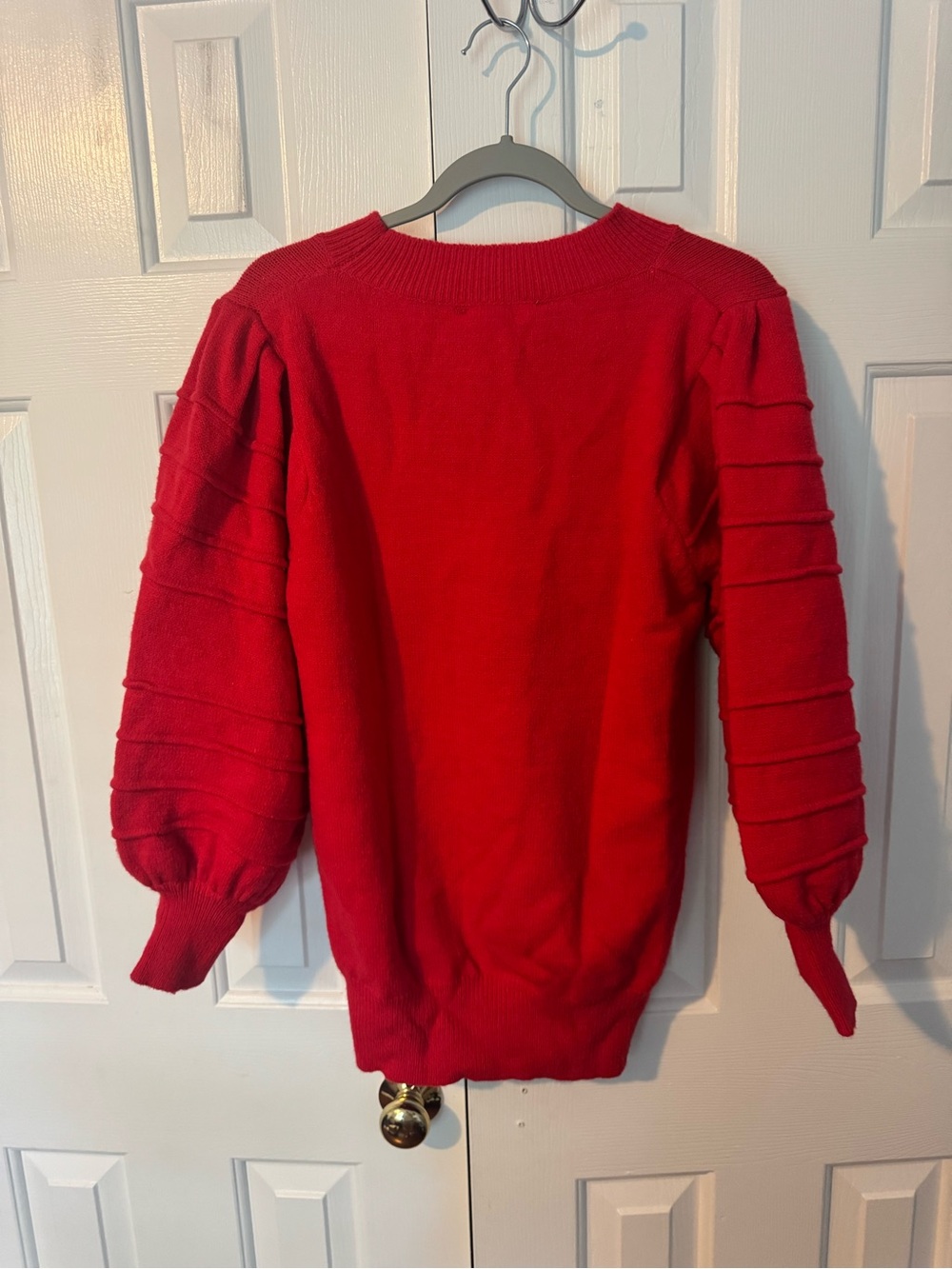 Vine & Love Red Balloon Sleeve Crewneck Sweater
